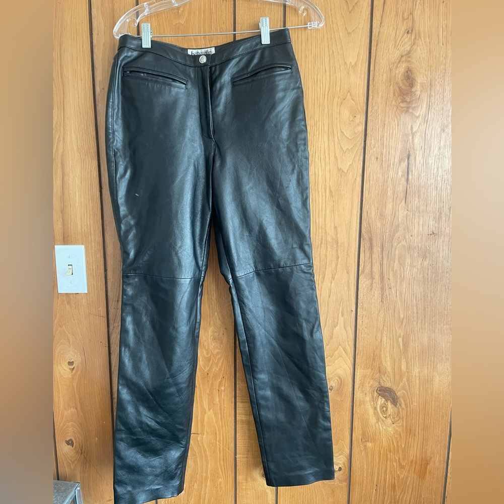Vintage Bagatelle straight leg leather pants.